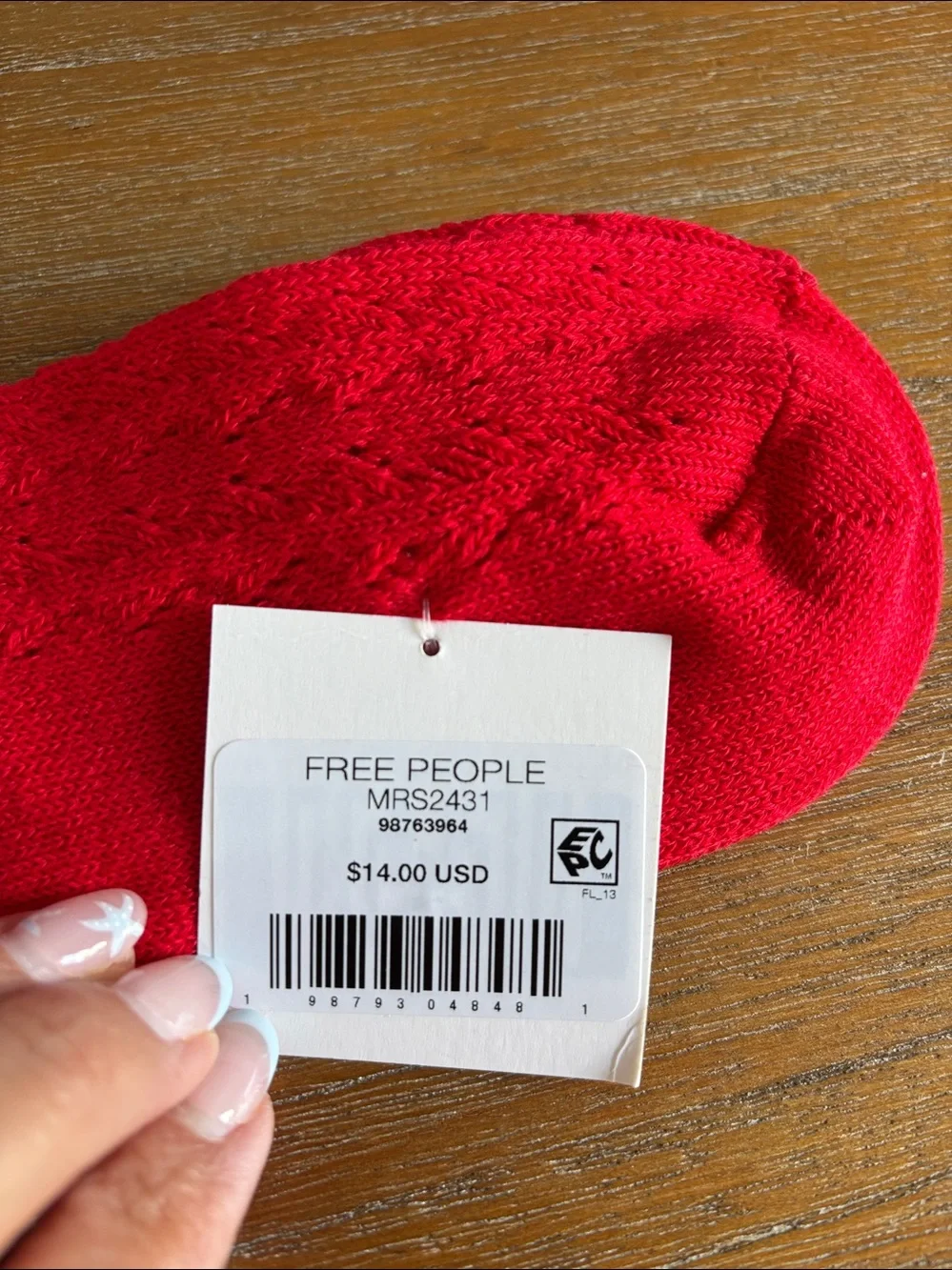 NWT Free People Pointelle Trouser Socks in Red